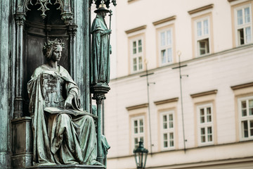 Fototapeta na wymiar Close up of statue Of Czech King Charles Iv In Prague, Czech Rep