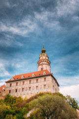 Fototapeta na wymiar Medieval Castle tower in Cesky Krumlov, Czech republic.