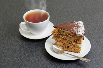 Domestic cake and cup of tea