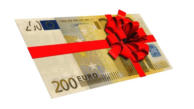 200 Euro Bank Note With Red Ribbon - Voucher - Gift