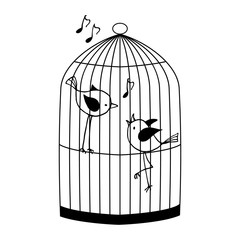 Two birds in a cage