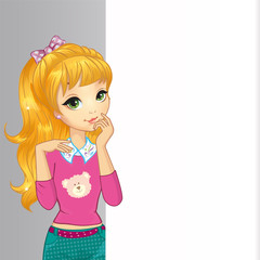 Goldenlocks Girl Hold Banner