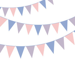 Bunting banner. Rose quarts and serenity colors. Vector illustration.