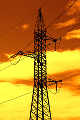 Power line at sunset