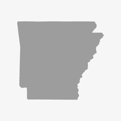 Map of Arkansas in gray on a white background