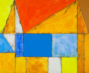 an abstract painting - bright and geometric