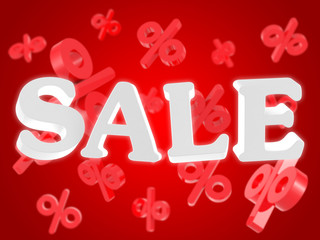 Sale white text on red percent background. Focus on sale