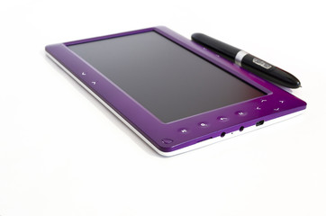 Tablet computer with stylus pen. Devices for development and education. Information technology and marketing.