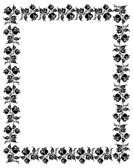 black and white frame with roses silhouettes