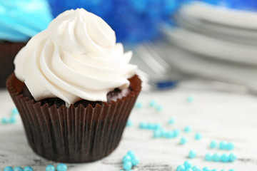 Cupcakes on wooden table