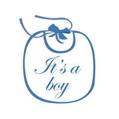 Baby bib blue with text it is a boy
