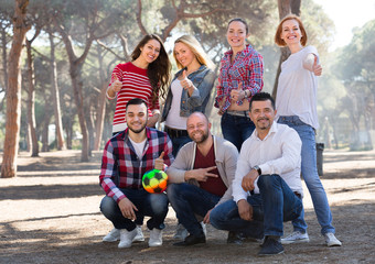Friends with ball outdoor