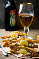 sandwich with a herring and eggs