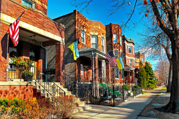 Fototapeta na wymiar Typical architecture in the Ukrainian Village at Chicago, USA