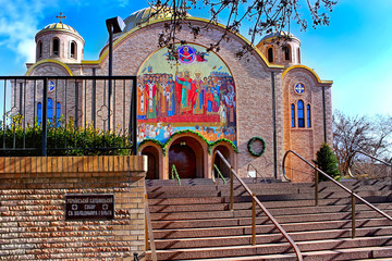 Attractive architecture on a Ukrainian cathedral in Chicago