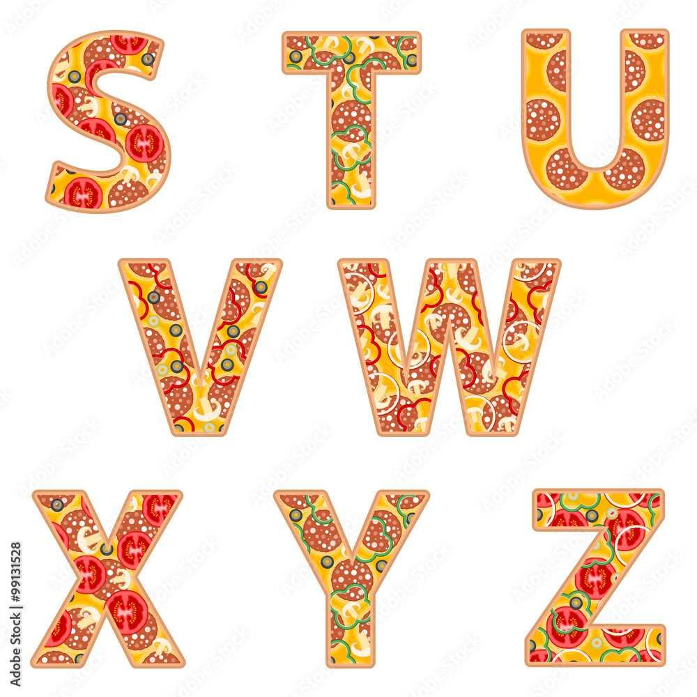 Wall mural Pizza alphabet S to Z