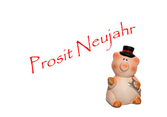 Schwein mit Prosit Neujahr