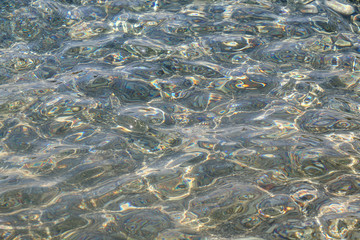 Light reflects in shallow sea.