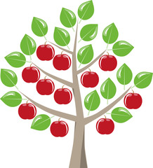 Baum im Sommer mit Äpfeln.