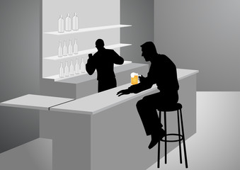 Silhouette Illustration Of A Man At The Bar