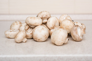 Group of champignons on table