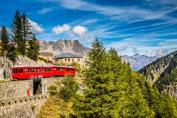 Papier Peint photo Mont Blanc Train In Montenvers Mer de Glace-Chamonix,France
