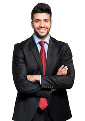 Smiling businessman over white background