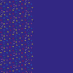 Multicolored circles uneven shapes on a blue background  to decorate greeting cards, fabric backgrounds. Seamless pattern.