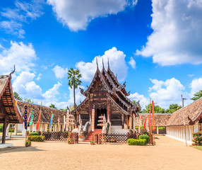 Wat Ton Kain is 700 years where is the old wooden temple in Chiangmai province of Thailand