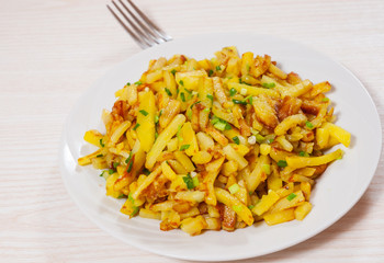 Potatoes fries on the plate