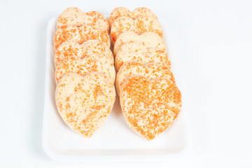 Heart shaped cookies in a plate