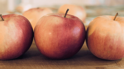 Three apples close up