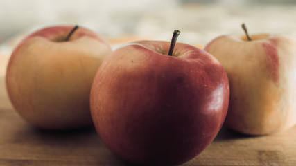 Three apples close up