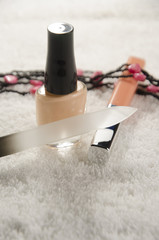 nail polish, file and lip gloss