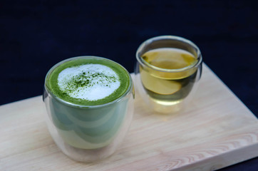 cup of green tea latte