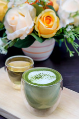 Obraz na płótnie Canvas cup of green tea latte