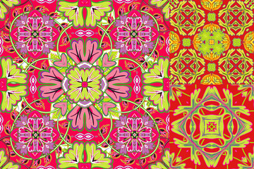 Set with Beautiful seamless ornamental tile background. Vector illustration