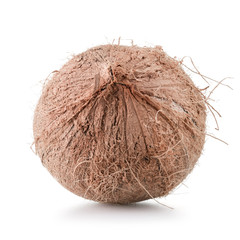 Whole coconut isolated on white background