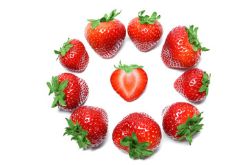 Fototapeta na wymiar Strawberry isolated on white background top view