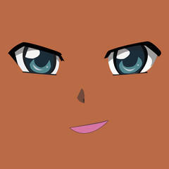 Cartoon face with emotion (anime style)