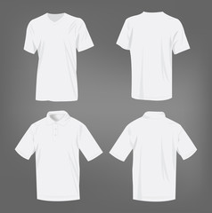 Sport white t-shirt and polo shirt isolated set vector