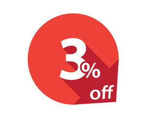 3 percent discount off red circle