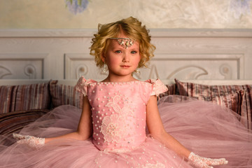 Little girl in dress with flowers