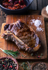 Grilled beef steak with spices