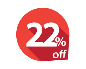 22 percent discount off red circle