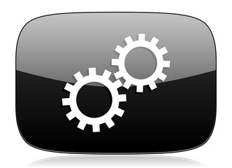 gear black glossy web modern icon