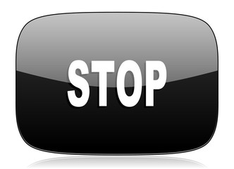 stop black glossy web modern icon