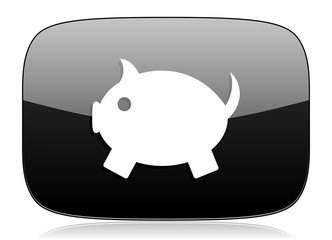 piggy bank black glossy web modern icon