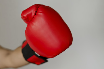 Boxing glove headed into the front of you