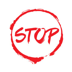 Red vector circles frames and text STOP.